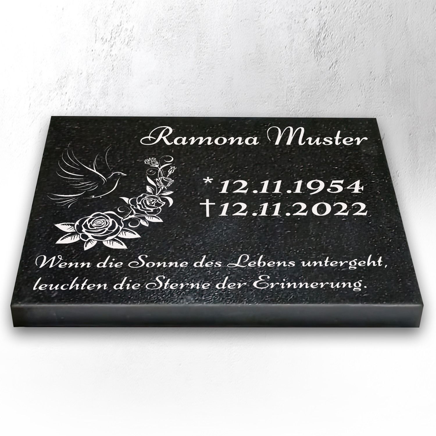 Granit Grabstein 40x30x3 cm Stützen – Urnengrabstein