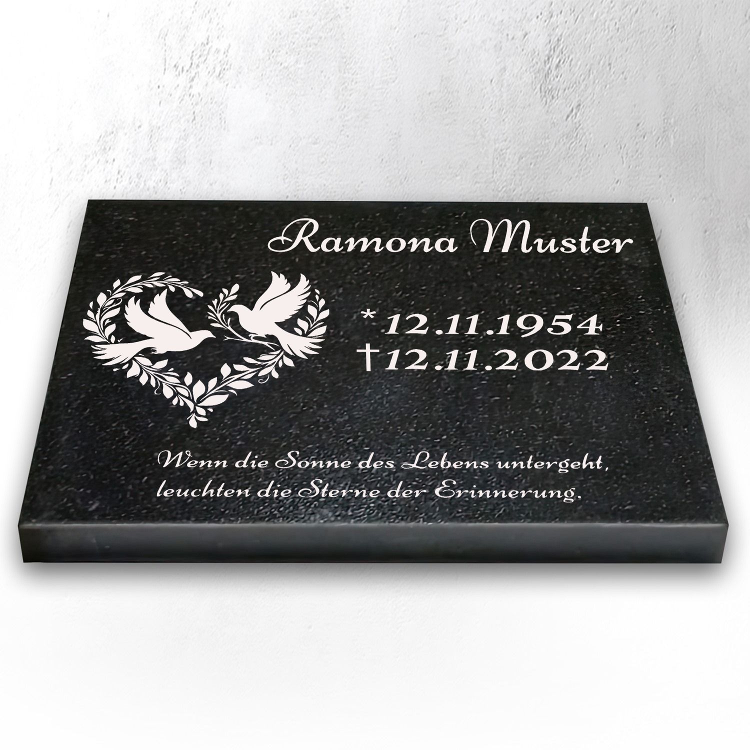 Granit Grabstein 40x30x3 cm Stützen – Urnengrabstein