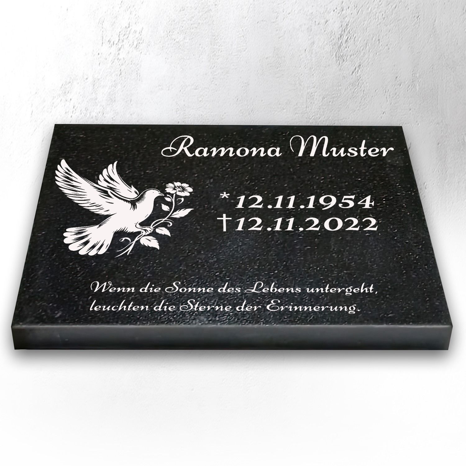 Granit Grabstein 40x30x3 cm Stützen – Urnengrabstein