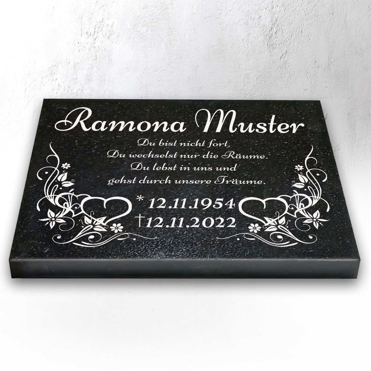 Granit Grabstein 40x30x3 cm Stützen – Urnengrabstein