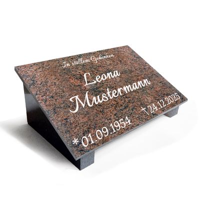 Granit Grabstein Multicolor Rot mit Stützen poliert MB06 Granit Grabstein Multicolor Rot mit Stützen poliert MB06