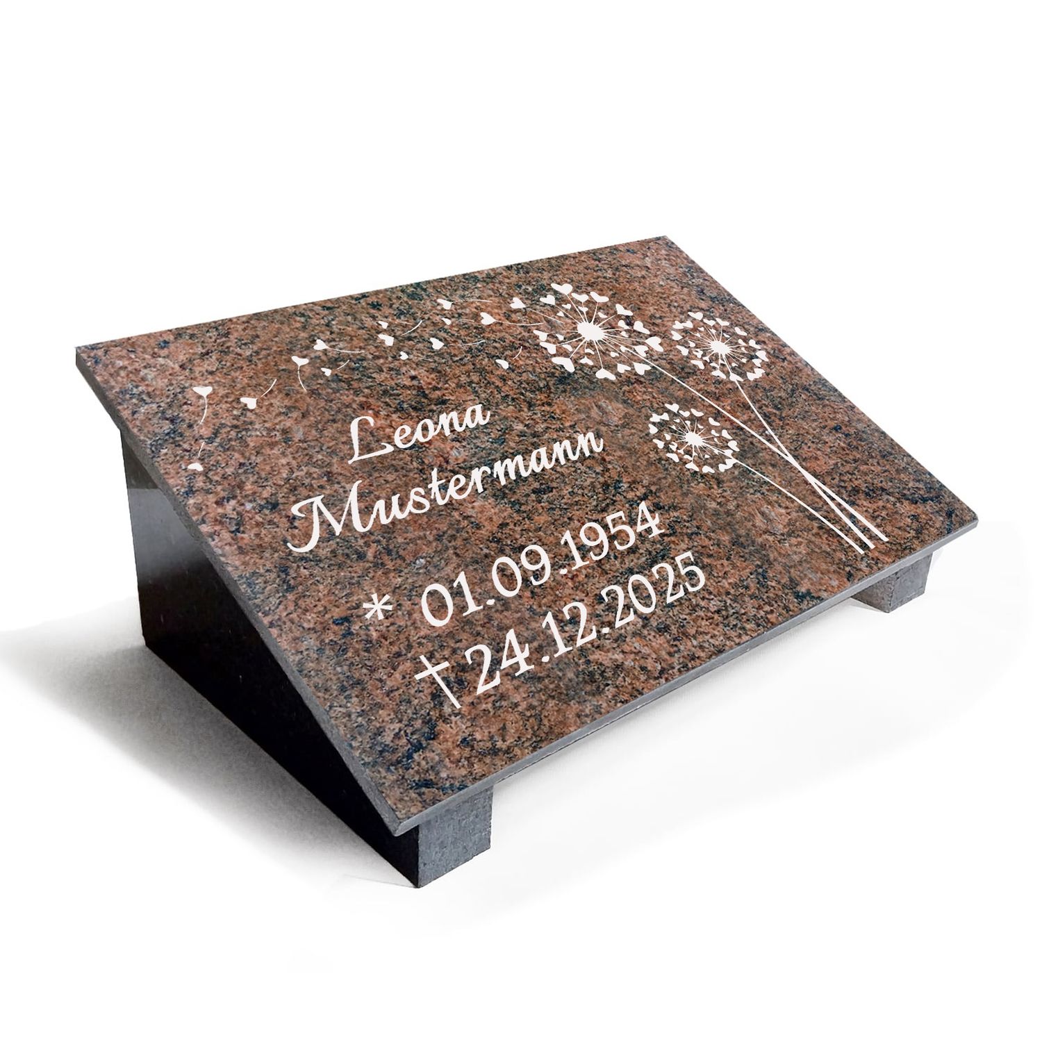 Granit Grabstein Multicolor Rot mit Stützen poliert MB08