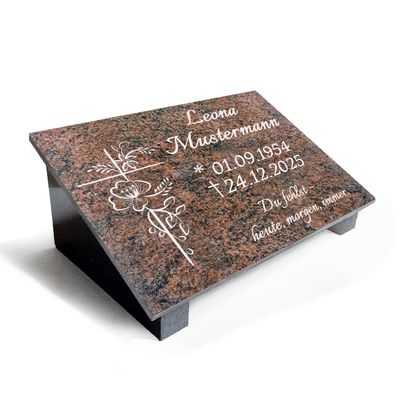 Granit Grabstein Multicolor Rot mit Stützen poliert MB05 Granit Grabstein Multicolor Rot mit Stützen poliert MB05