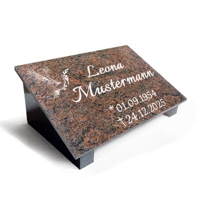 Granit Grabstein Multicolor Rot mit Stützen poliert MB07 Granit Grabstein Multicolor Rot mit Stützen poliert MB07
