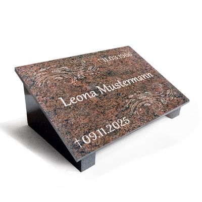 Granit Grabstein Multicolor Rot mit Stützen poliert MB31 Granit Grabstein Multicolor Rot mit Stützen poliert MB31