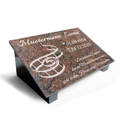 Granit Grabstein Multicolor Rot mit Stützen poliert MB14 Granit Grabstein Multicolor Rot mit Stützen poliert MB14