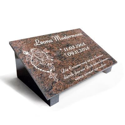 Granit Grabstein Multicolor Rot mit Stützen poliert MB22 Granit Grabstein Multicolor Rot mit Stützen poliert MB22