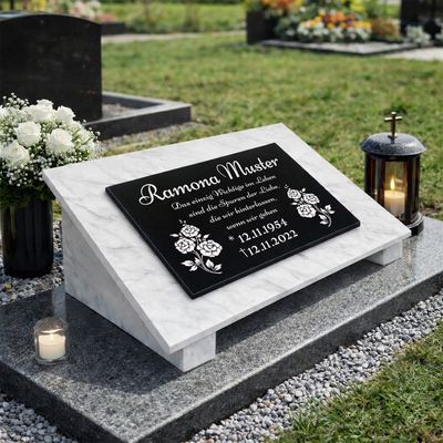 Grabstein Granit + Marmor mit Stützen 40x30x1cm personalisierte Grabplatte Y7 Grabstein Granit + Marmor mit Stützen 40x30x1cm personalisierte Grabplatte Y7