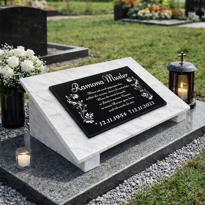 Grabstein Granit + Marmor mit Stützen 40x30x1cm personalisierte Grabplatte Y14 Grabstein Granit + Marmor mit Stützen 40x30x1cm personalisierte Grabplatte Y14