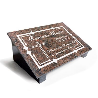 Granit Grabstein Multicolor Rot mit Stützen poliert MB64 Granit Grabstein Multicolor Rot mit Stützen poliert MB64