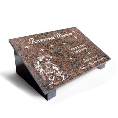 Granit Grabstein Multicolor Rot mit Stützen poliert MB63 Granit Grabstein Multicolor Rot mit Stützen poliert MB63