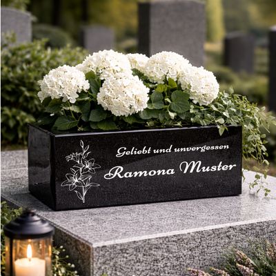 Hochwertige Grab Blumenkasten mit Gravur & Granit-Blumenkübel Friedhof BU1 Hochwertige Grab Blumenkasten mit Gravur & Granit-Blumenkübel Friedhof BU1