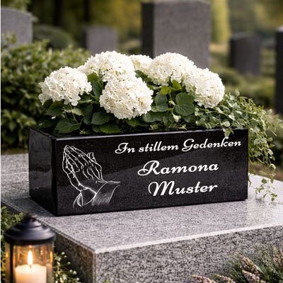 Hochwertige Grab Blumenkasten mit Gravur & Granit-Blumenkübel Friedhof BU5 Hochwertige Grab Blumenkasten mit Gravur & Granit-Blumenkübel Friedhof BU5