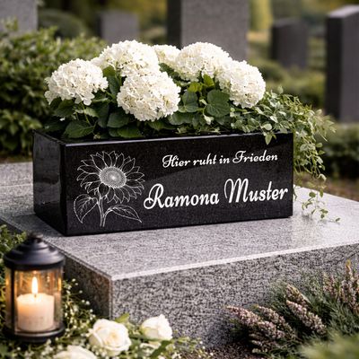 Hochwertige Grab Blumenkasten mit Gravur & Granit-Blumenkübel Friedhof M7 Hochwertige Grab Blumenkasten mit Gravur & Granit-Blumenkübel Friedhof M7