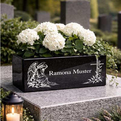 Hochwertige Grab Blumenkasten mit Gravur & Granit-Blumenkübel Friedhof BU13 Hochwertige Grab Blumenkasten mit Gravur & Granit-Blumenkübel Friedhof BU13