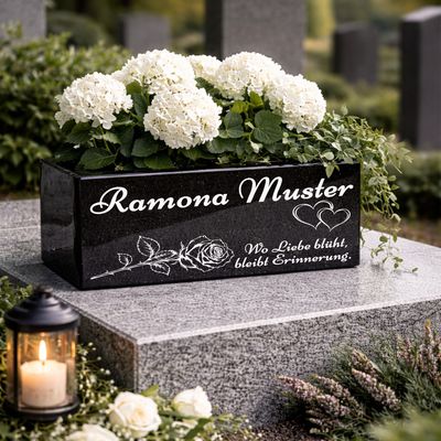 Hochwertige Grab Blumenkasten mit Gravur & Granit-Blumenkübel Friedhof M5 Hochwertige Grab Blumenkasten mit Gravur & Granit-Blumenkübel Friedhof M5
