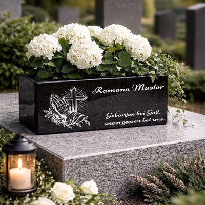 Hochwertige Grab Blumenkasten mit Gravur & Granit-Blumenkübel Friedhof M10 Hochwertige Grab Blumenkasten mit Gravur & Granit-Blumenkübel Friedhof M10