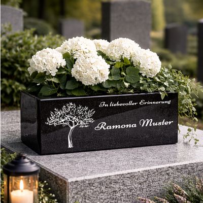 Hochwertige Grab Blumenkasten mit Gravur & Granit-Blumenkübel Friedhof BU3 Hochwertige Grab Blumenkasten mit Gravur & Granit-Blumenkübel Friedhof BU3