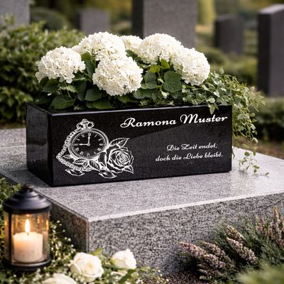 Hochwertige Grab Blumenkasten mit Gravur & Granit-Blumenkübel Friedhof M14 Hochwertige Grab Blumenkasten mit Gravur & Granit-Blumenkübel Friedhof M14