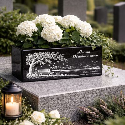 Hochwertige Grab Blumenkasten mit Gravur & Granit-Blumenkübel Friedhof M15 Hochwertige Grab Blumenkasten mit Gravur & Granit-Blumenkübel Friedhof M15