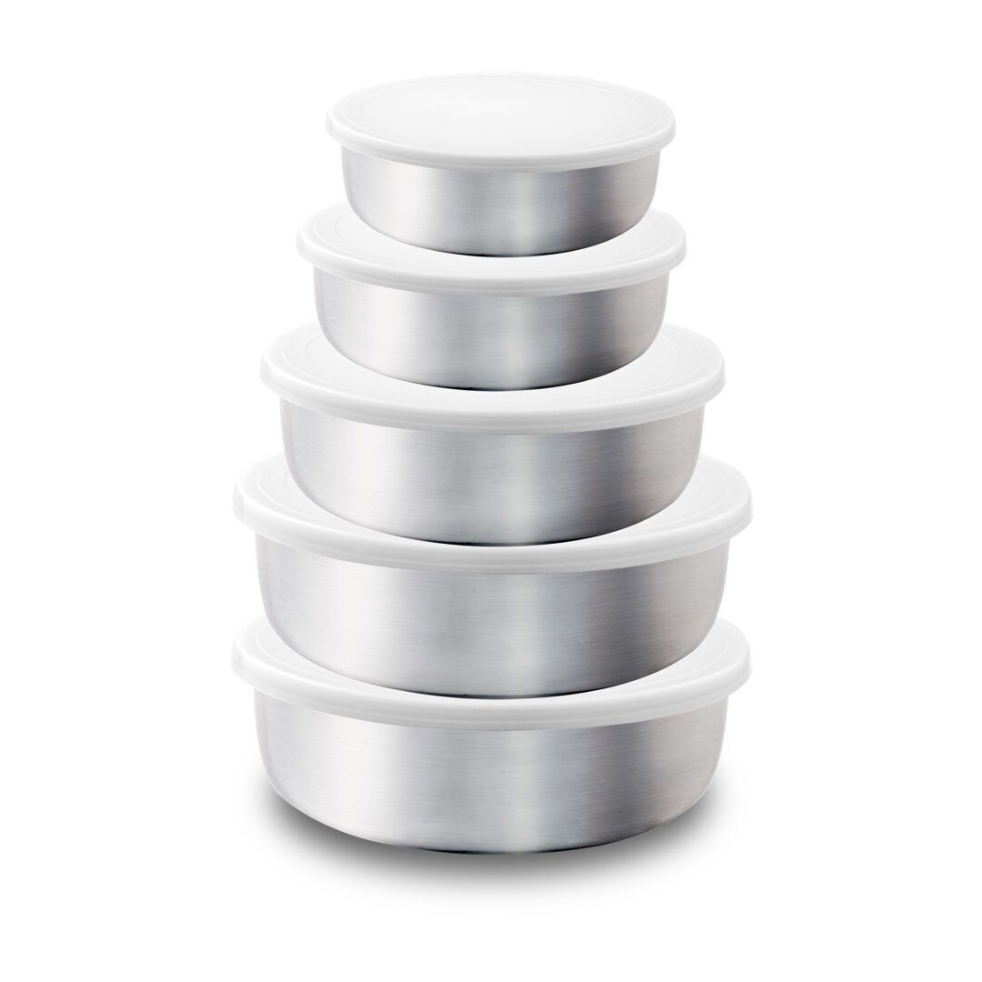 Stainless Steel Bowls with Plastic Lids