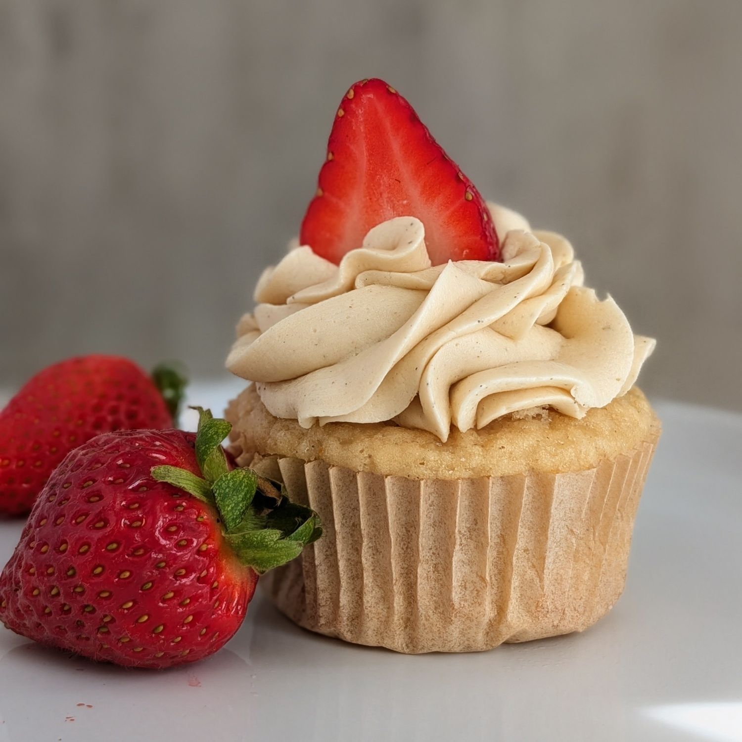 Vanilla Cupcake with Strawberry Filing