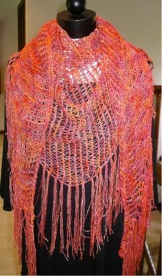Tunisian crochet shawl