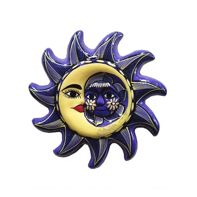 Purple & Yellow eclipse, Mexican ceramic, 11" Round