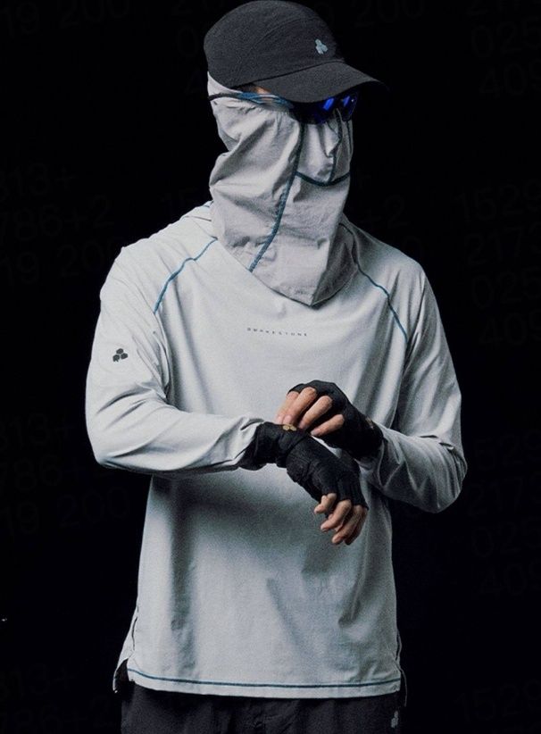 Awakenstone Long Sleeve Contrast Stitch Hooded Sun Shirt