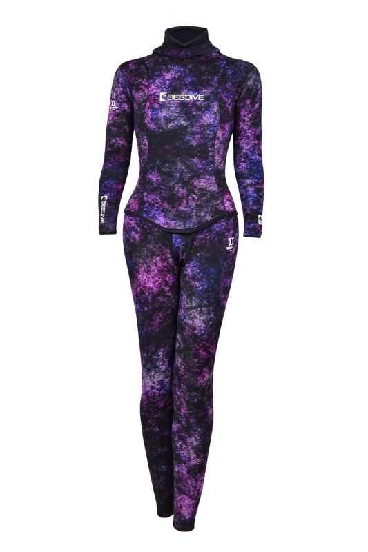 Women's 3mm Blue Hole Nylon Ttwo-Piece Freediving Wetsuit