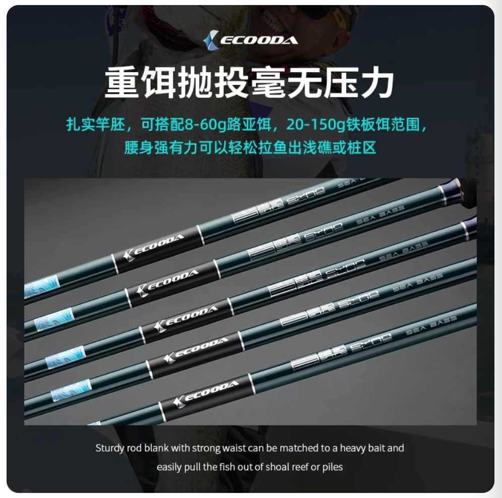 Ecooda Cyan Blue Seabass Offshore Lure Rod ECBB
