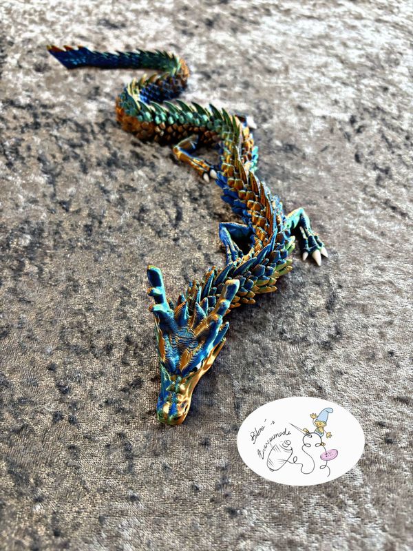 Drache blau bronze