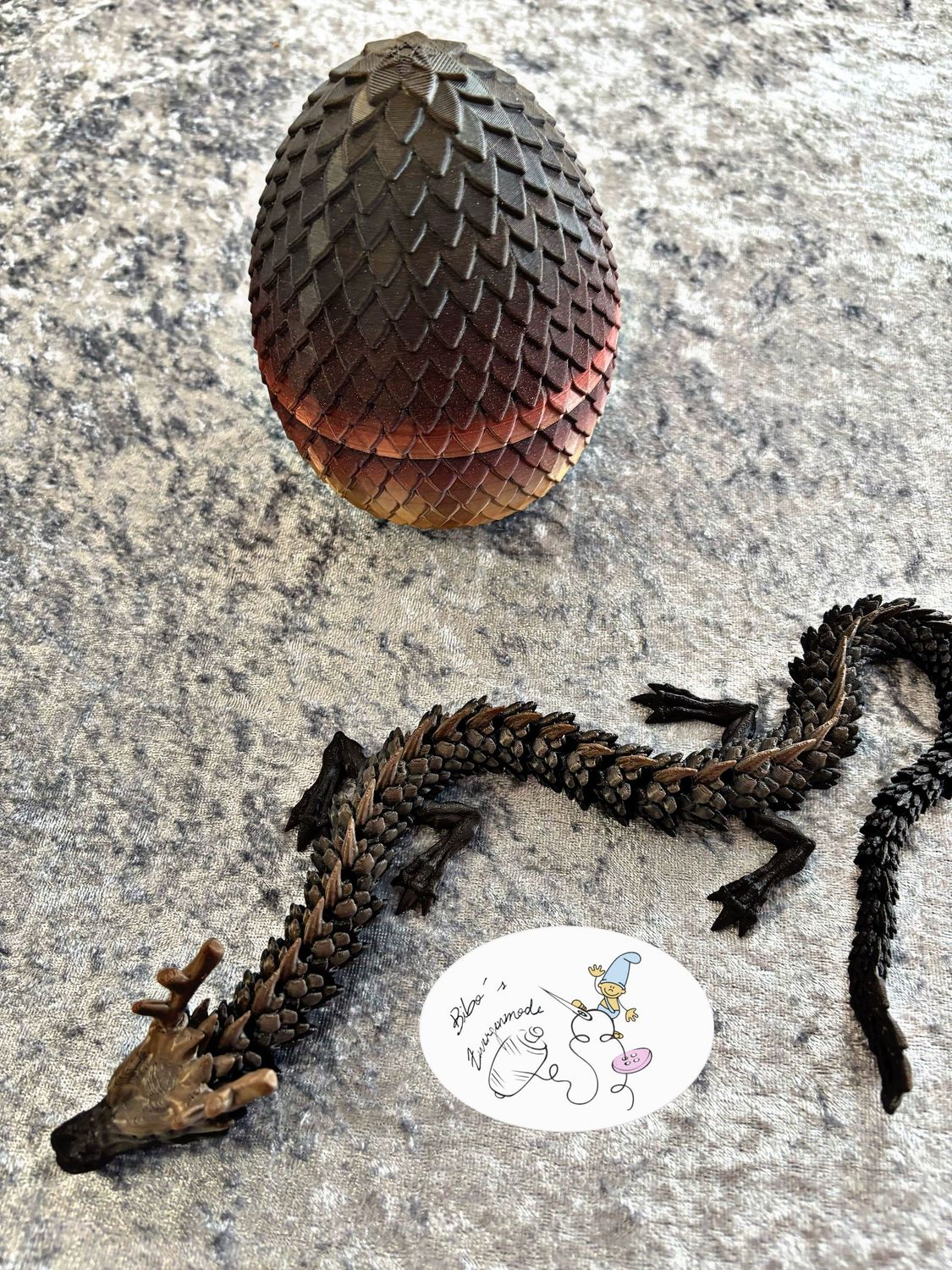 Drache + Ei braun gold