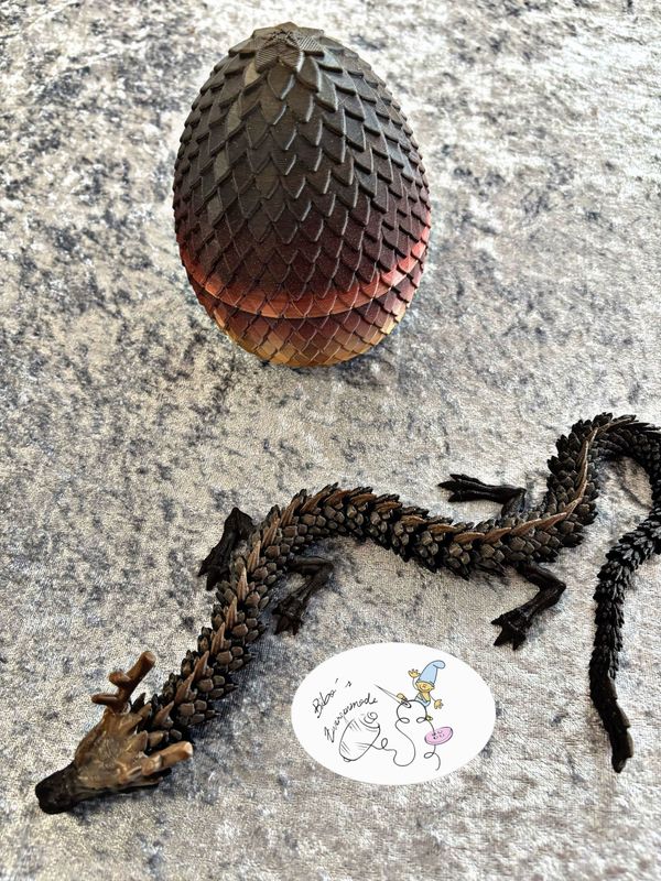 Drache + Ei braun gold