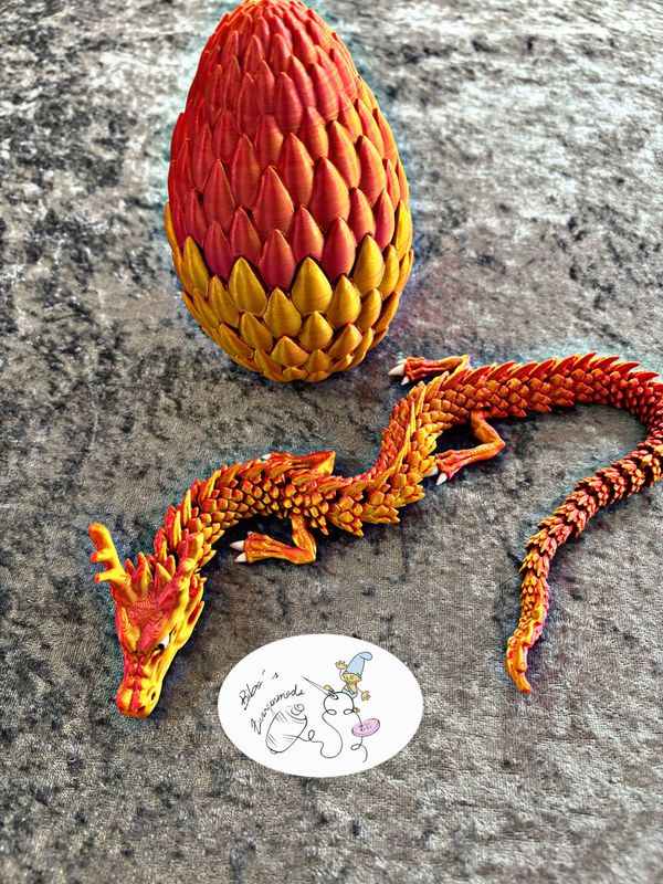 Drache + Ei  rot bronze