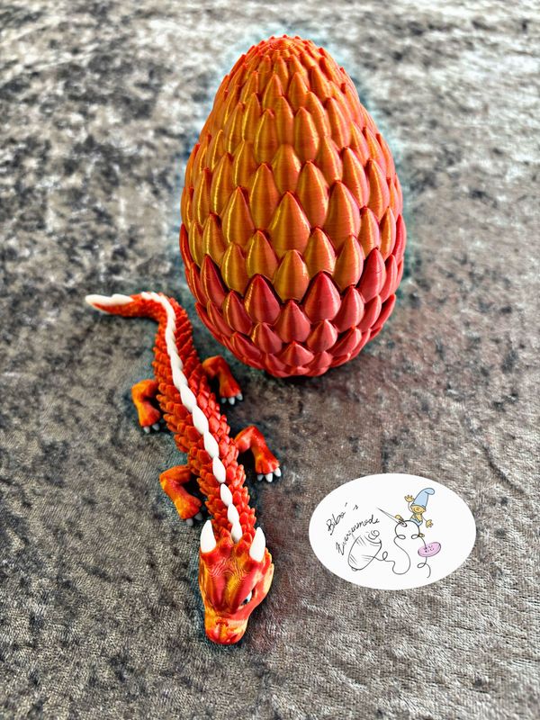 Drache + Ei klein rot bronze
