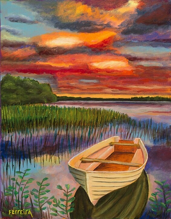 "Boat on Creek" Art by Ferreira