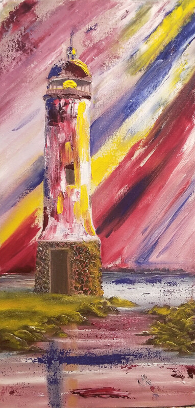 Colorful Lighthouse 20x42 Giclee Canvas