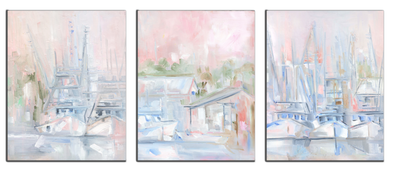 "Blush Boat Triptych" by Danielle Cather-Cohen