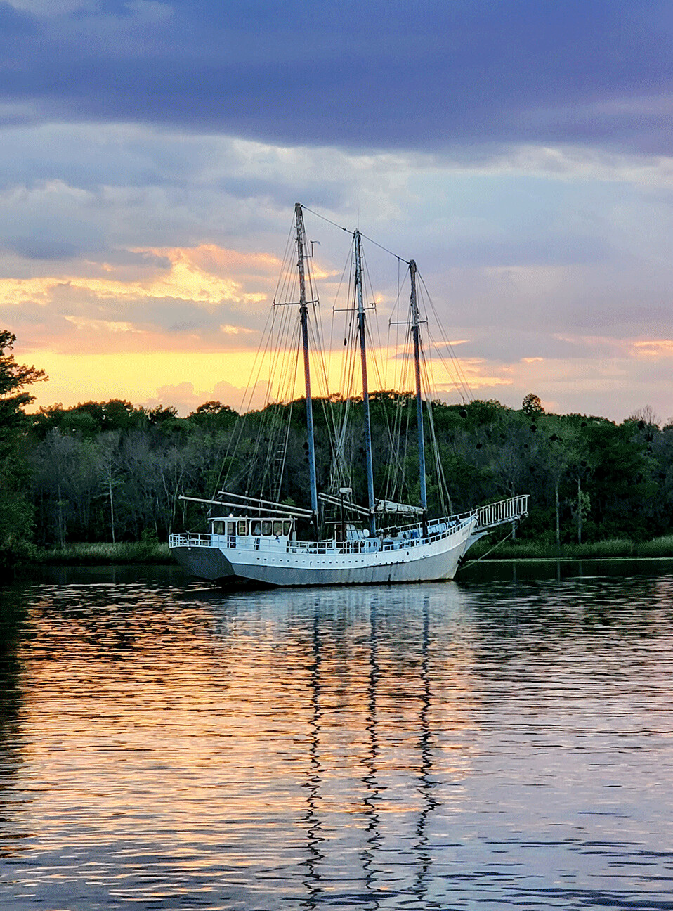 "Tall Ship at Sunset" by Anna Minner