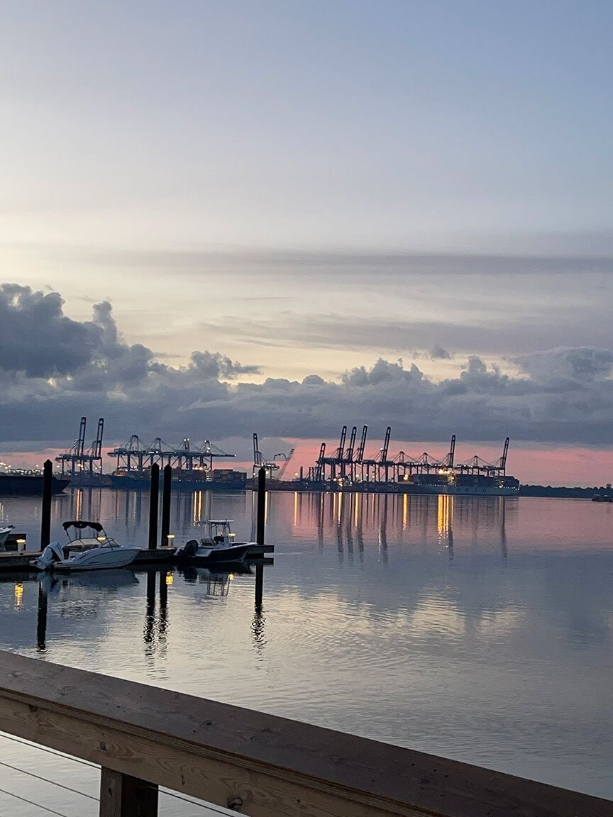 "Sunset at Wando Terminal Vertical" by Amie Thigpen