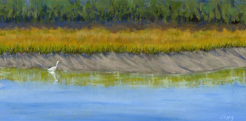 "Egret by the Bank" by Jeny McCullough