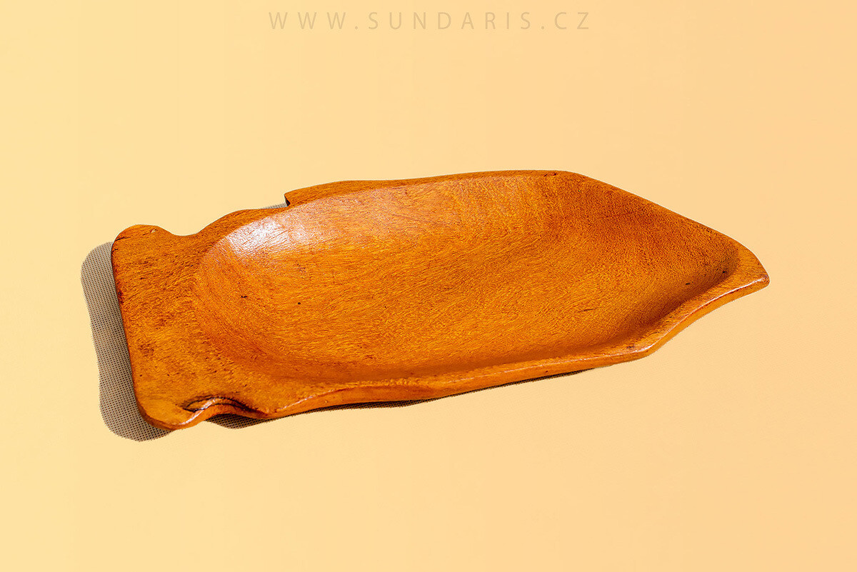 Africký Vyřezávaný Talíř Teak Ryba 40 cm