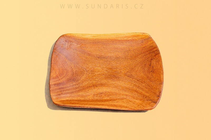 Africký Vyřezávaný Talíř Teak Obdélník 28 cm