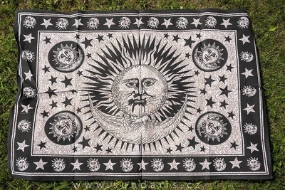 Indická Tištěná Látka Slunce a Měsíc 105x72 cm