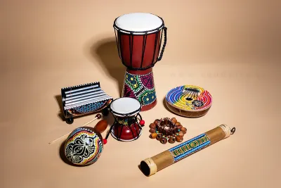 Dětský Perkusní Set 7 Hudebních Nástrojů z Přírodních Materiálů