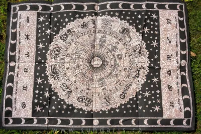 Indická Tištěná Látka Zvěrokruh 105x72 cm