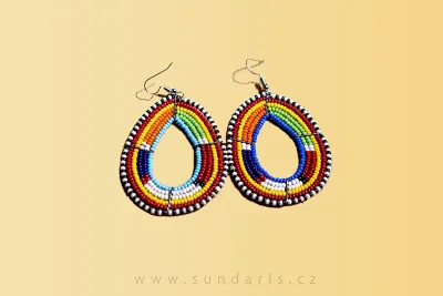 Masajské Náušnice z Barevných Korálků Kapka Tanzánie
