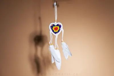 Lapač Snů Srdce 7 cm – Modro-červený