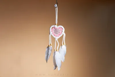 Lapač Snů Srdce 7 cm – Řůžový